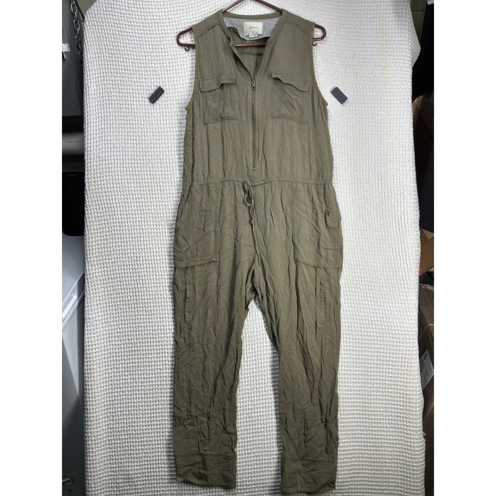 Utility Womens Elevenses Sleeveless Cargo Jumpsuit M Olive Green